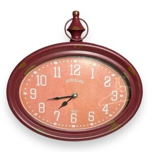 DECMODE Antiqued Oval Multi-Color Metal Wall Clock